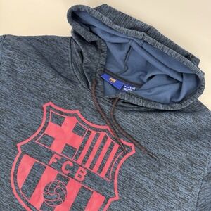 FC Barcelona XL Hoodie Long Sleeve Men's Navy Blue Red Crest Soccer